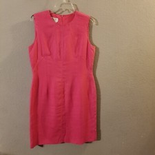 Talbots Petites Womens Pink Irish Linen Sleeveless Lined Sheath Dress Size 12P