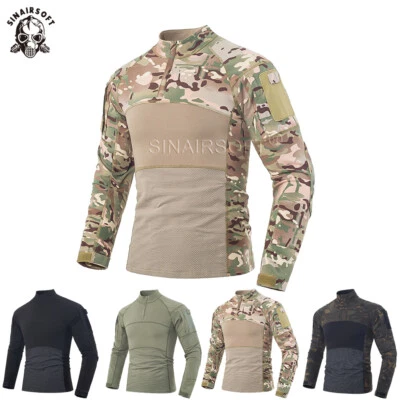 SINAIRSOFT Camisa táctica para hombre con cremallera bolsillo militar G3 de combate paintball manga larga