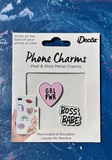 Phone Charms IDecoz GRL PWR BOSS BABE peel  Stick Metal Charms New Unopened
