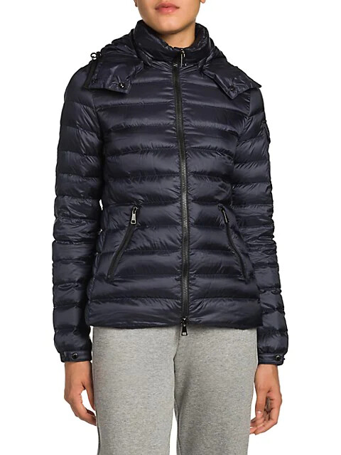 New Moncler Bleu Giubbotto Down Hooded Puffer Coat In Navy Size 00