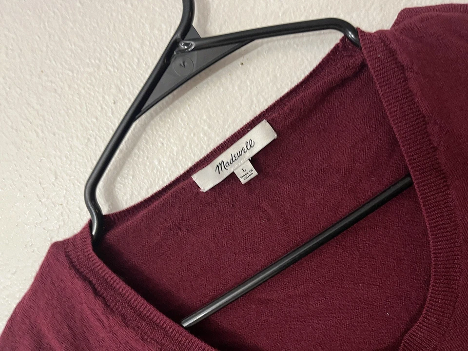 Madewell Northlight Merino Wool Sweater Hi Low Pullover Maroon F5570 Women’s L - Image 2 of 4