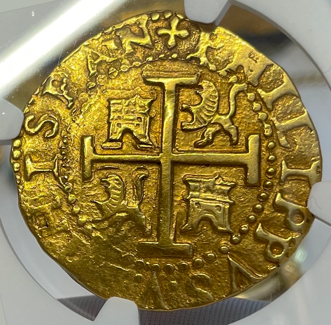 RARE 1702 ONLY 8KN PERU 8 ESCUDOS 1715 FLEET SHIPWRECK NGC 58