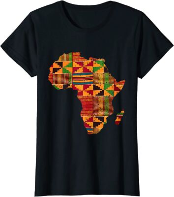 Cool Africa Map Kente Cloth Gift African Lover Ladies' Crewneck T-Shirt