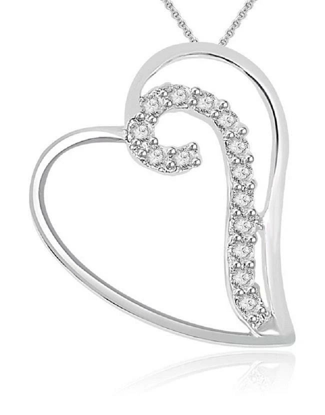 Collar colgante corazón I1 G 0,20 quilates diamante real 14 quilates juego de puntas de oro blanco amarillo Foto 2 de 4