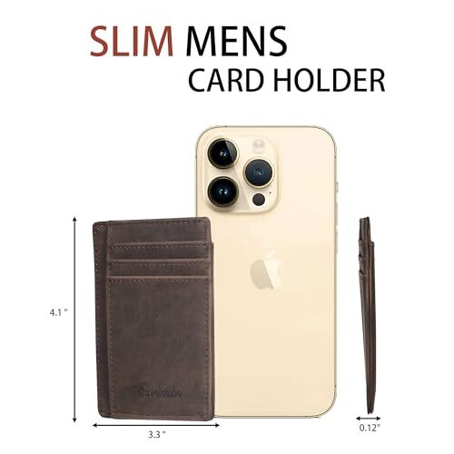 Travelambo Front Pocket Minimalist Leather Slim Wallet RFID Blocking Medium Size