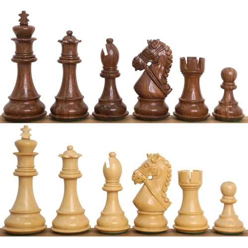 4" Bridle Staunton Luxury Chess Pieces Only set - Golden Rosewood & Boxwood