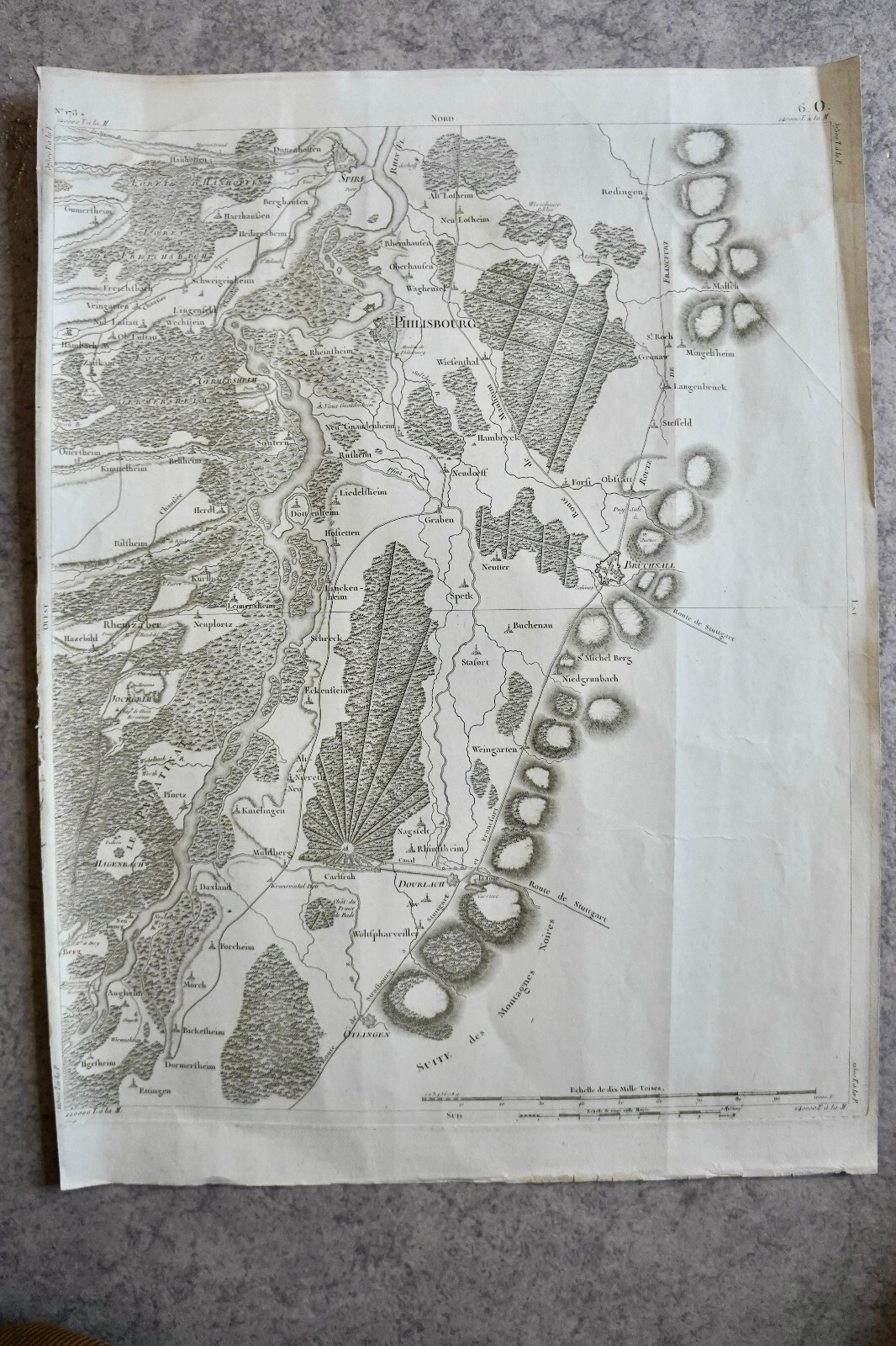 CASSINI CARTE IN PLANO 460mm X 630 mm, 1808, PHILISBOURG , n 173 , 6O,