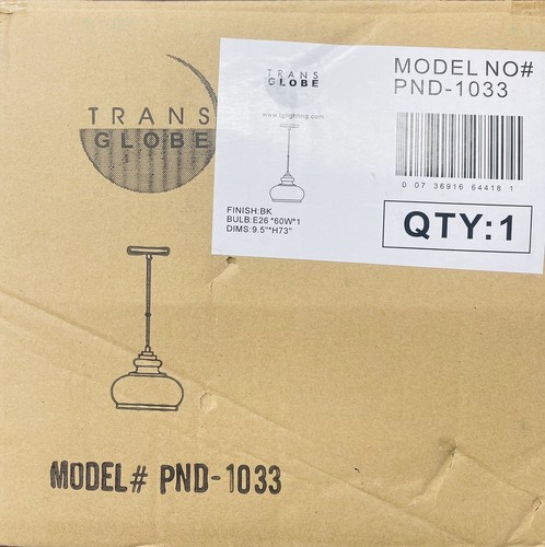 Trans Globe Lighting Chateau PND-1033 Pendant Light Matte Black Finish - Picture 2 of 3