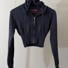 Edikted Desiree Women's Medium Knitted navy blue double zip-up hoodie