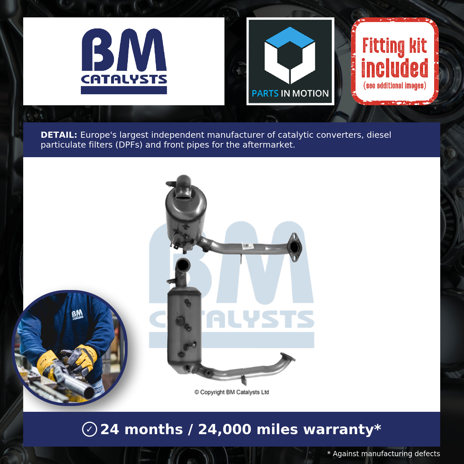 Catalytic Converter with DPF + Fitting Kit BM11397HK BM Catalysts 103R Approved