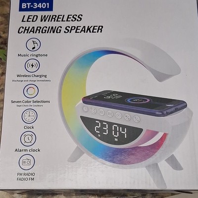 BT BT-3401 LED Wireless Charging Speaker Clock Alarm FM Radio Bluetooth AUX USB