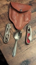 Vintage Geo Schrade Boy Scout Camping Utensil Kit w/Leather Case c-1940's