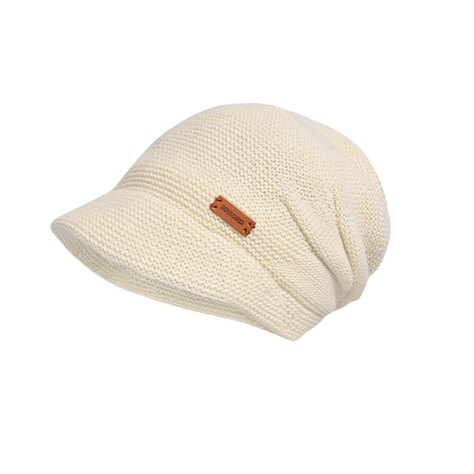 Womens Winter Beanie Hat Fleece Lining Warm Knitted Slouchy Cap with Visor