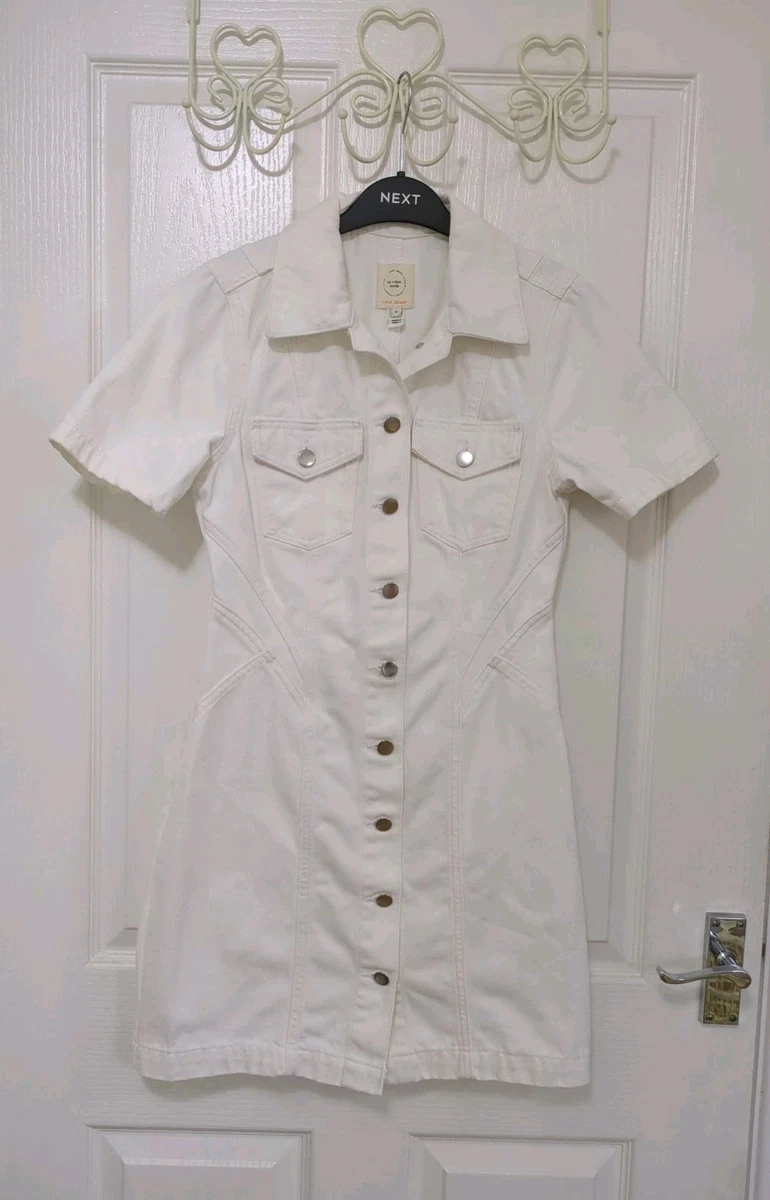 river island white denim dress Collared Short Sleeve Casual Dresses for Women for sale Mini denim Fit:Tailored Tall Fit global-drop-TRANS Women's Boutique Summer Dresses Adjustable straps Denim fabric