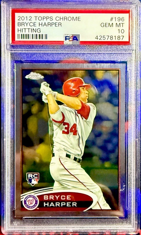 2012 Topps Chrome Bryce Harper #196 Hitting RC PSA 10 Phillies