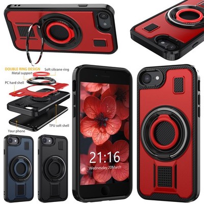 For Apple iPhone 6/6s/7/8/SE 2020/2022 Kickstand Rubber Holder Rugged Case Cover