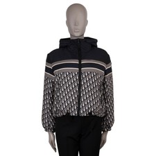 72503 auth CHRISTIAN DIOR blue DIORALPS REVERSIBLE CROPPED Puffer Jacket XS