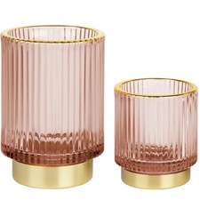 Makeup Brush holder Organizer, Crystal Glass Toothbrush Holders, Striped Make...