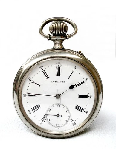 Antique Pocket Watch LONGINES Open Face  Case Steel 54mm Circa 1905 Working