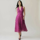 Tadashi Collection Size 12 Pink Silk Ruffles Evening Event Formal Halter Dress