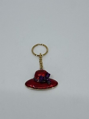 Womens Red Hat Society Purple Gold Tone Key Rung Chain