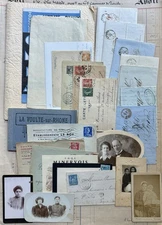 Large Lot Antique Vintage Authentic French Ephemera - Handwritten Letters Photos