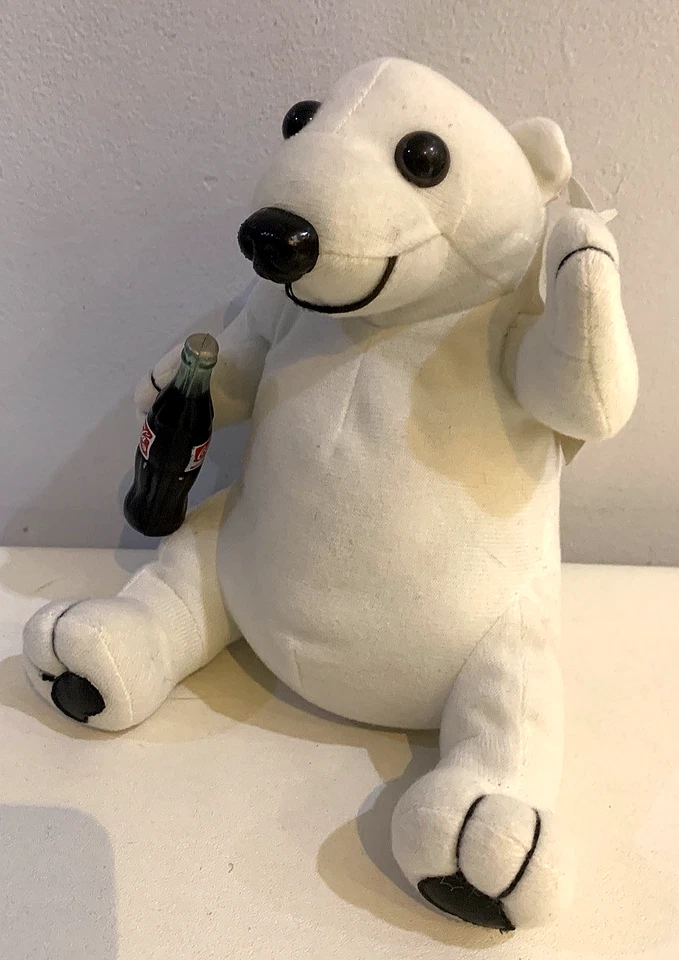 Vintage 1995 Play-by-Play Coca Cola Polar Bear Plush Soft Toy 7''/18cm - Image 3 of 4