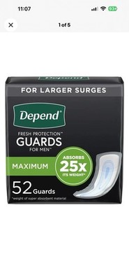 Depends Fresh Protection Guards For Men   OPEN BOX, 33 COUNT ONLY