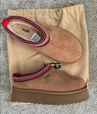Size 6 -UGG Tazz Chestnut Platform women's shoes Slippers Suede Comfort 1122553