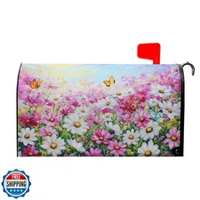 Pink Flower Mailbox Cover Summer Butterfly Mailbox Covers Magnetic Standard S