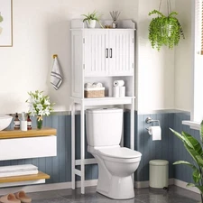 VEIKOUS White Over Toilet Storage 21.7"W x 66.9"H Bathroom Organizer Shelf