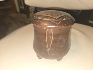 Folk Art Made Covered Wood Jar Container Snuff Jar Fresh Estate Find Really Nice
