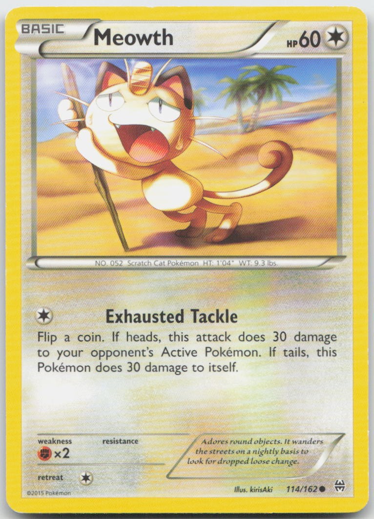 Meowth 114/162 Common BREAKthrough Pokemon TCG LP