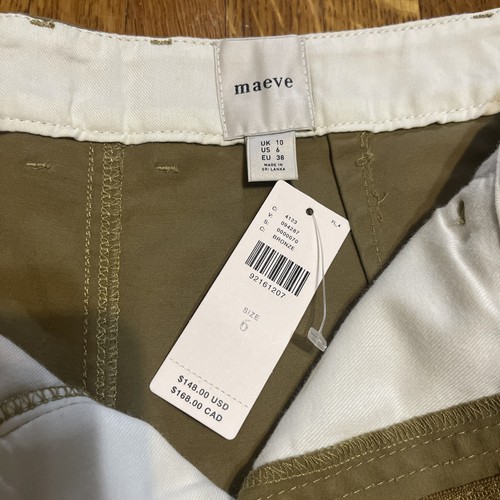 Pantalones chinos recortados curvos Anthropologie Maeve barril bronce nuevos con etiquetas $148 EE. UU. 6 - Imagen 4 de 12