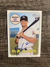 2018 Topps Heritage Braxton Lee Signed Rookie Card #506 Marlins Auto