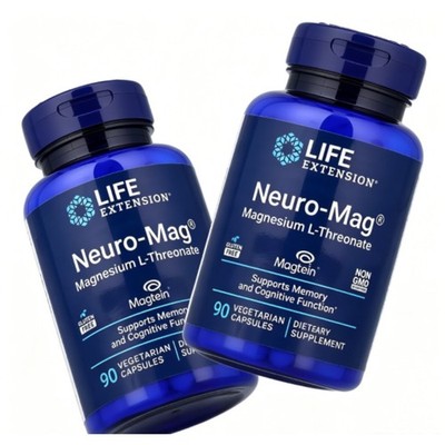 2 Pack Life Extension Neuro-Mag 90 Caps, Magnesium L-Threonate for Brain