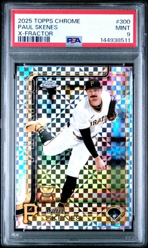 144938511 Paul Skenes 2025 Topps Chrome #300 X-Fractor PSA 9