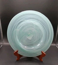 Vtg. Retired Pier 1 Aqua Alabaster Niveus 12" Chop plate, 