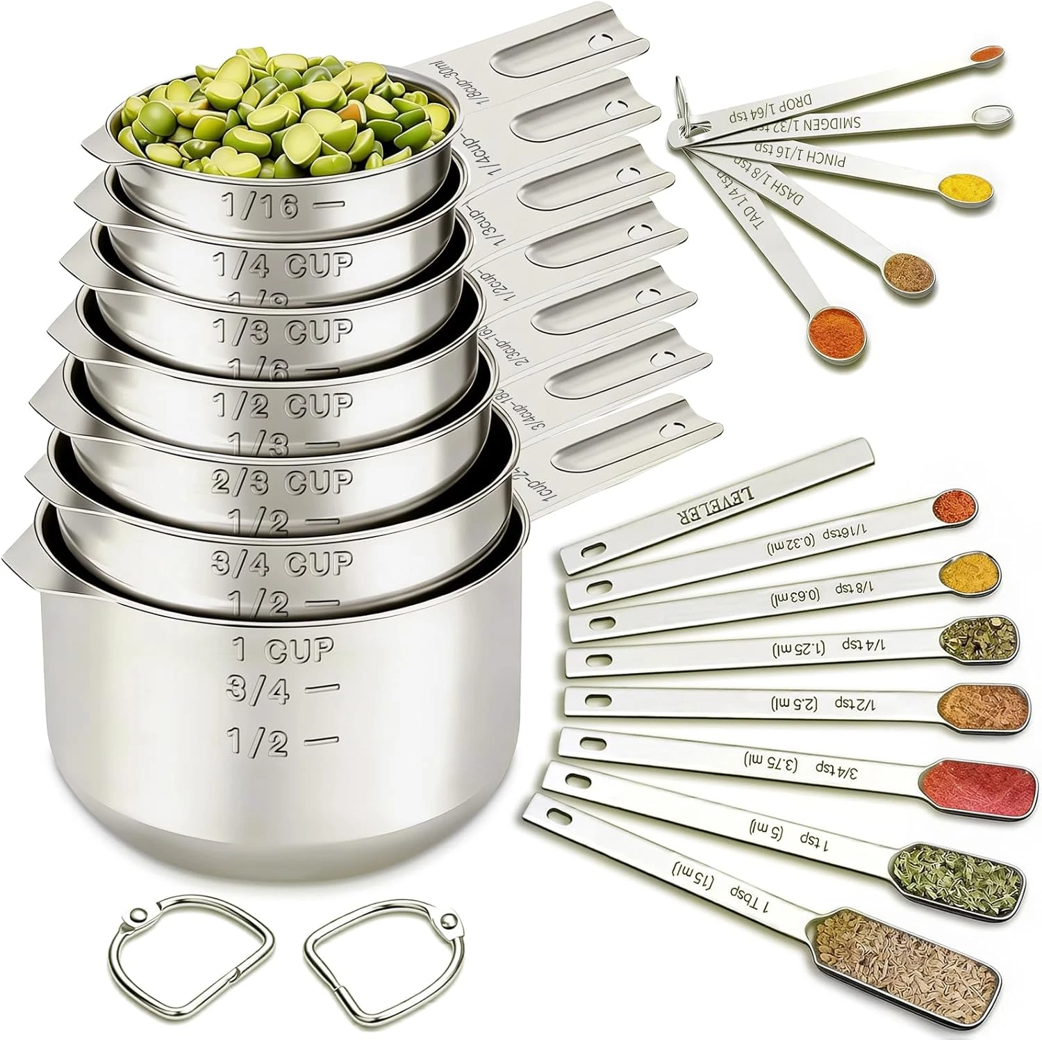 Measuring Cups and Spoons Set, 7 Stainless Steel Nesting Measuring Cups & 7 Spoo
Opens in a new wind