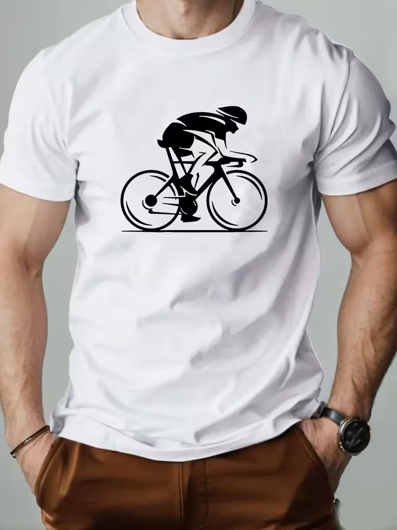 Camiseta para hombre con gráficos de ciclismo informal de verano manga corta con estampado deportivo