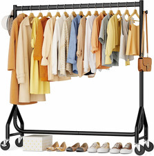 Heavy Duty Rolling Clothes Rack, 420 LBS Capacity, Black, 48 Inches