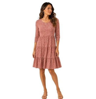 NEW Love Fire Tiered Long Babydoll Peasant Dress Size 3X Pink Brown Leopard