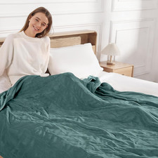 King Size Electric Heated Blanket with Dual Controls 10-Hour Auto-Off, Green