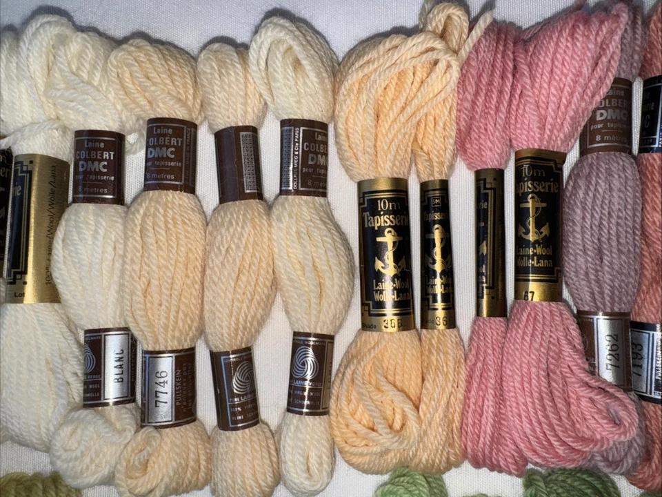 DMC Laine Colbert Tapestry Yarn Lot of 63 Assorted Colors 100% Virgin Wool - Image 3 of 4