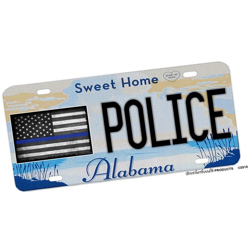 Alabama Thin Blue Line Law Enforcement 15 Ranks & Titles License Plate Sign - Picture 14 of 18