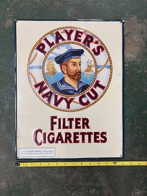 1996 Player's Navy Cut Filter Cigarettes metal sign Adver 17” x 13” Excl