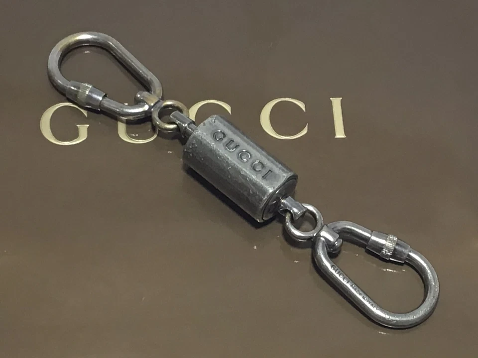 Vintage GUCCI Silver Metal KEY CHAIN / KEY FOB w/ COLLECTIBLE - Image 2 of 4