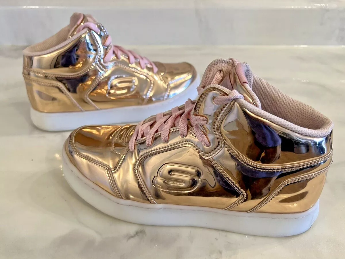 Youth Girls Energy Lights Rose Gold Pink Light Up Shoes Sneakers Sz 6 | eBay