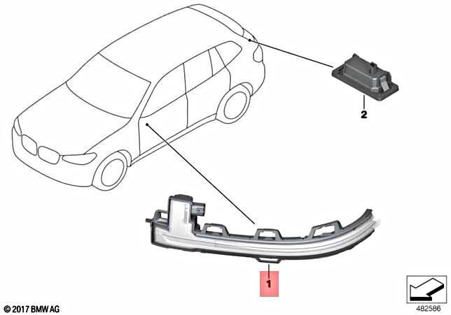 Genuine BMW G01 SUV Auxiliary Turn Corner Light Mirror Right OEM 