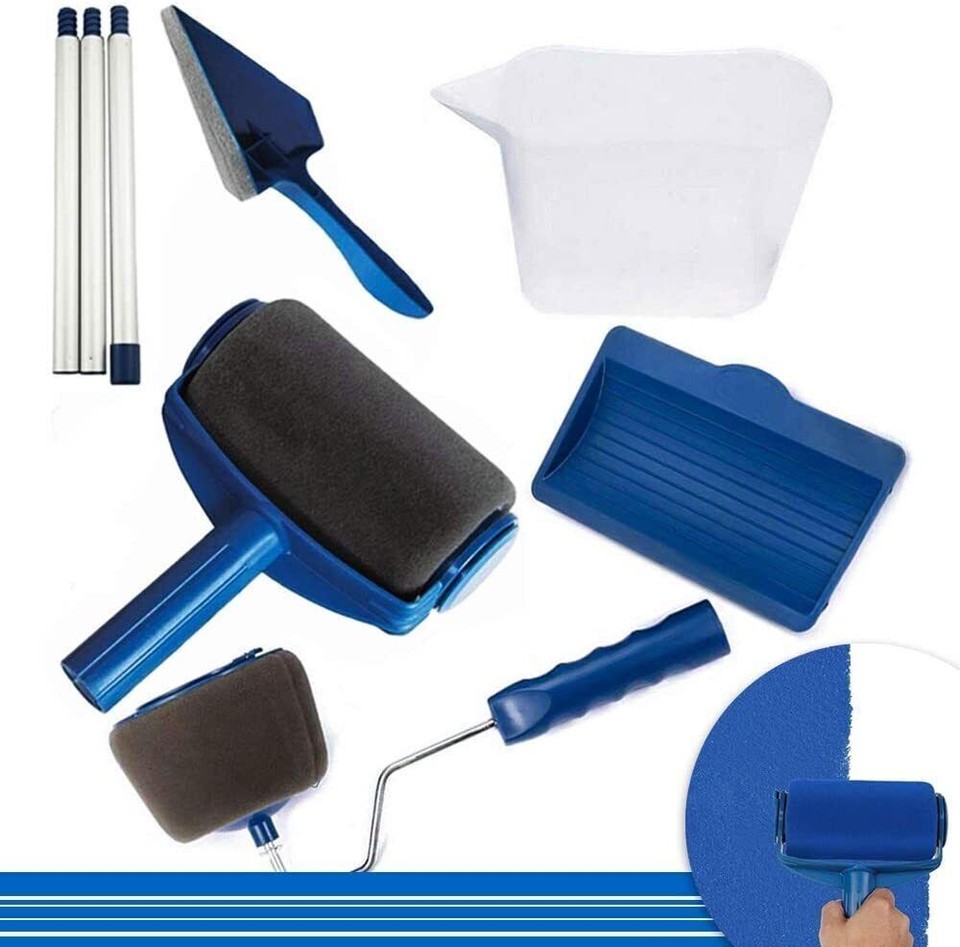 Paint Runner Pro Roller 8Pcs Brush Set Room Painting Wall Handle